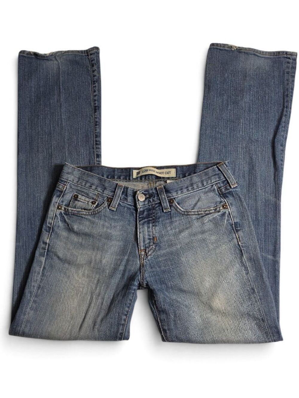 GAP Low Rise Bootcut Jeans Women’s 29 Medium Wash Y2K Distressed Denim